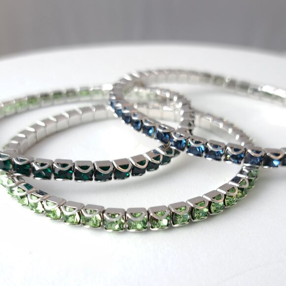 Set of 3 Rhinestone Stretch Bracelets - Picture 1 of 4